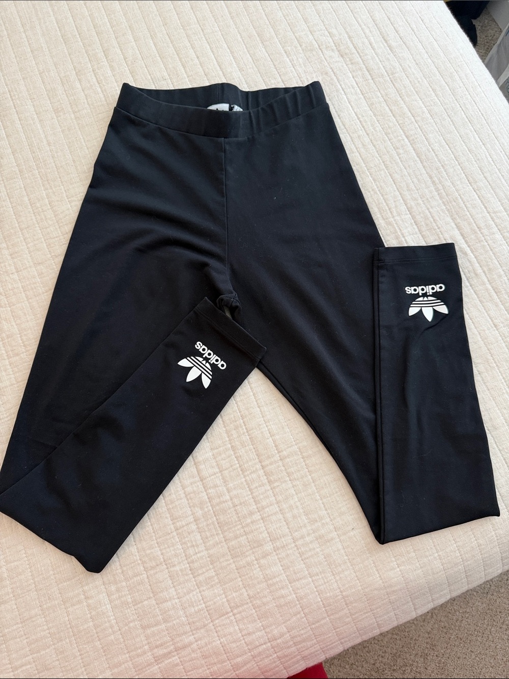 adidas Black Leggings with White Trefoil Logos